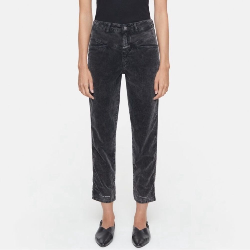 CLOSED Velvet High-Rise Pedal Pusher Pants in Washed Black Size 44 US 29